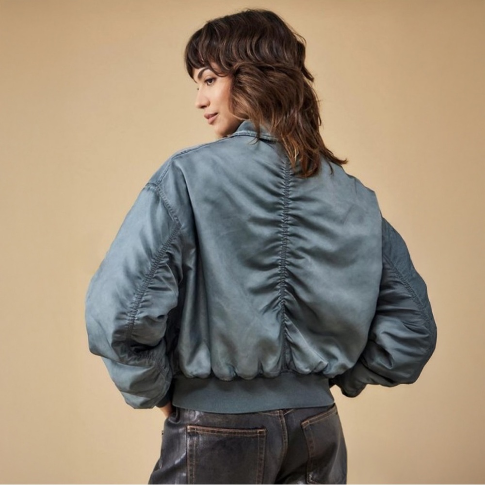 BDG Sydney Nylon Bomber Jacket, Blue, Size Small - Picture 4 of 7